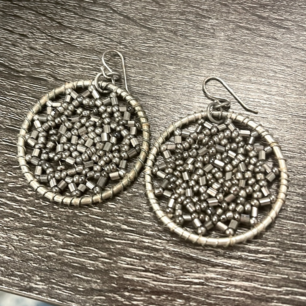Silver Sequined Hanging Earring